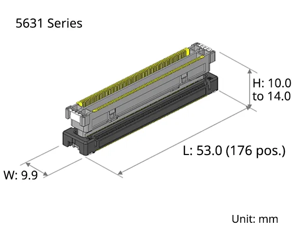 Kyocera low-profile connector. Dimensions