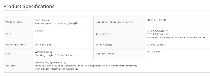 Kyocera floating connector specifications
